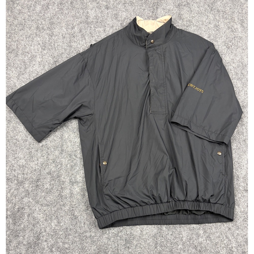 FootJoy DryJoys Mens Small Black Short Sleeve Golf Windshirt Pullover Jacket